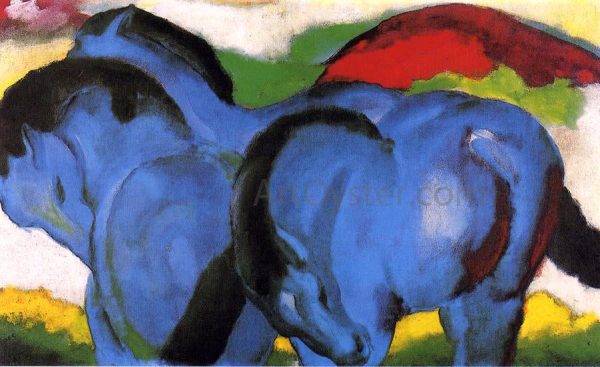 The Little Blue Horses by Franz Marc - Hand-Painted Oil Painting on Canvas Online now