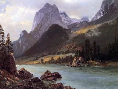 Rocky Mountain by Albert Bierstadt - Hand-Painted Oil Painting on Canvas Hot on Sale