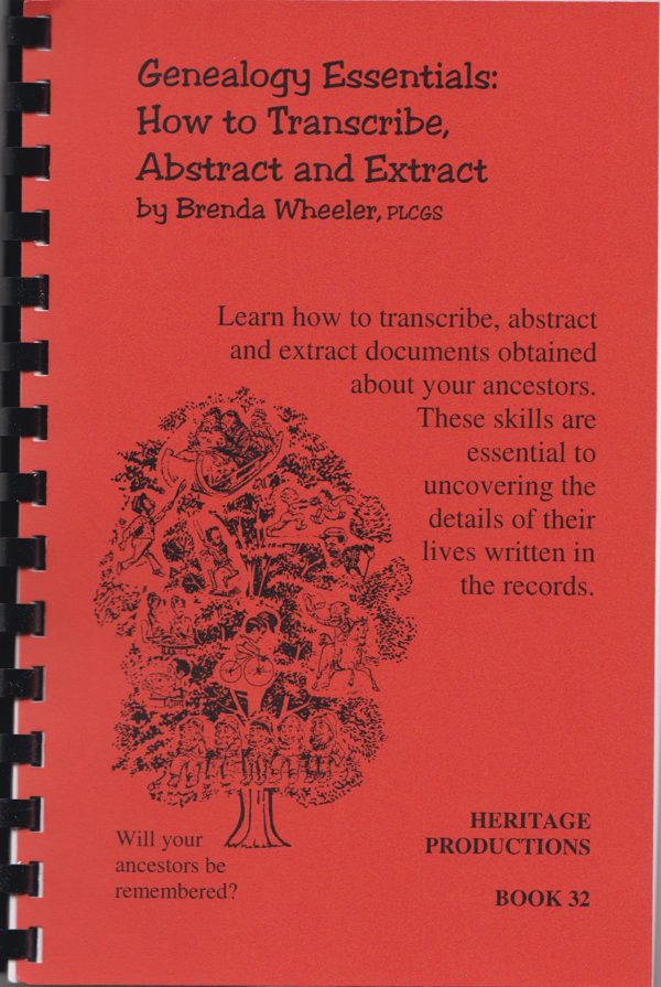 SALE! Genealogy Essentials: How to Transcribe, Abstract and Extract For Sale