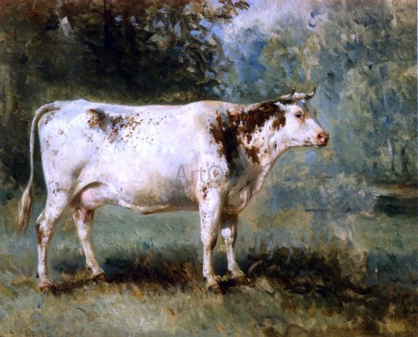 A Cow in a Landscape by Constant Troyon - Hand-Painted Oil Painting on Canvas Online Hot Sale