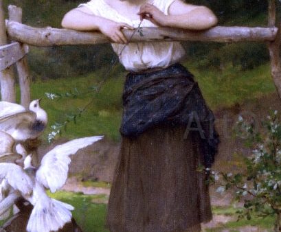 Teasing the Doves by Emile Munier - Hand-Painted Oil Painting on Canvas on Sale