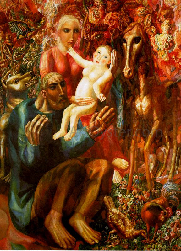 The Family by Pavel Filonov - Hand-Painted Oil Painting on Canvas Online now