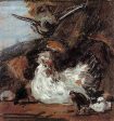 A Hen and Her Chicks (after Melchior d Hondecoeter) by Eugene-Louis Boudin - Hand-Painted Oil Painting on Canvas For Sale