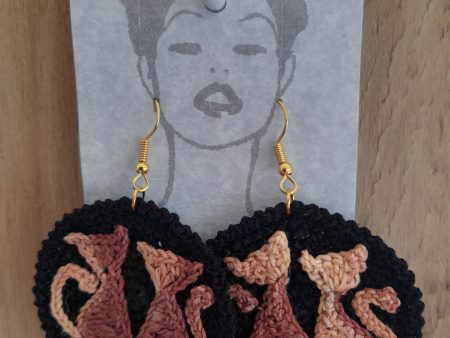 Tawny  Tortoiseshell Kitty Cat Crochet Earrings Cheap