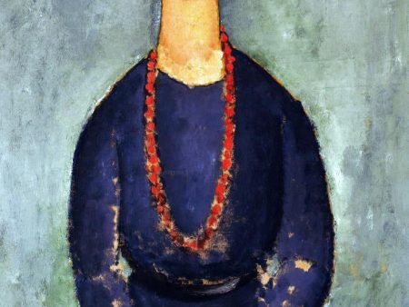 Woman in a Red Necklace by Amedeo Modigliani - Hand-Painted Oil Painting on Canvas Online Sale