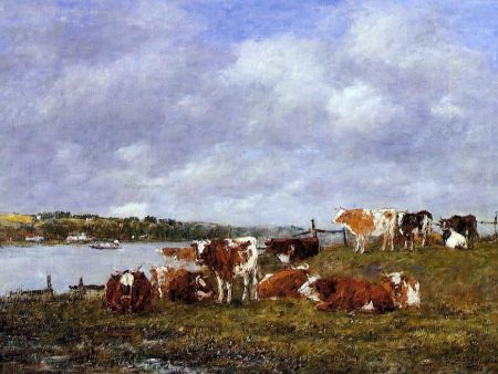 A Pasturage, the Valley of the Touques by Eugene-Louis Boudin - Hand-Painted Oil Painting on Canvas Cheap