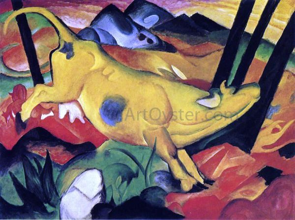 The Yellow Cow by Franz Marc - Hand-Painted Oil Painting on Canvas For Sale