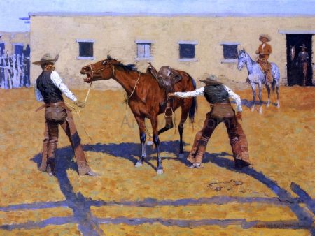 His First Lesson by Frederic Remington - Hand-Painted Oil Painting on Canvas Cheap