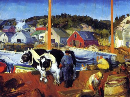 An Ox Team, Wharf at Matinicus by George Wesley Bellows - Hand-Painted Oil Painting on Canvas For Cheap