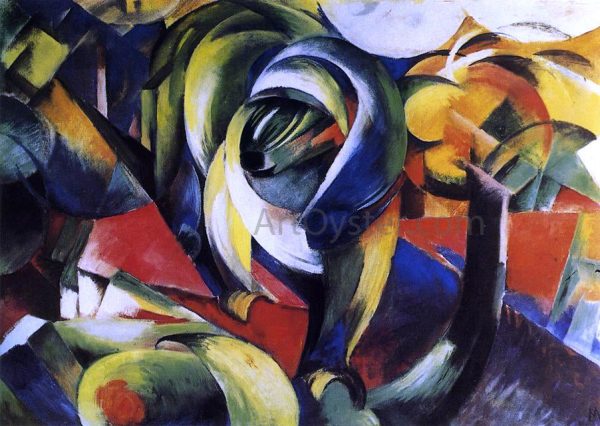 The Mandrill by Franz Marc - Hand-Painted Oil Painting on Canvas Online now