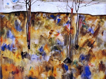 Winter Trees by Egon Schiele - Hand-Painted Oil Painting on Canvas Online Sale