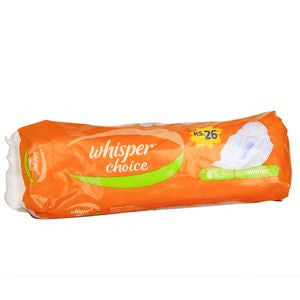 Whisper Choice Sanitary Pads - with Wings, 8 nos Pouch Supply