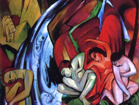 The Waterfall by Franz Marc - Hand-Painted Oil Painting on Canvas Online Hot Sale