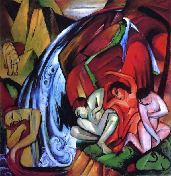 The Waterfall by Franz Marc - Hand-Painted Oil Painting on Canvas Online Hot Sale