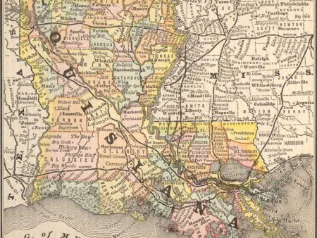 1884 Map of Louisiana For Discount