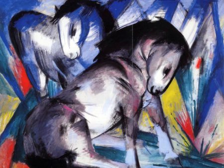 Two Horses by Franz Marc - Hand-Painted Oil Painting on Canvas Fashion