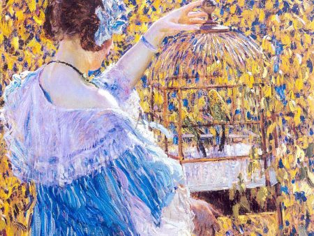 The Birdcage by Frederick Carl Frieseke - Hand-Painted Oil Painting on Canvas on Sale