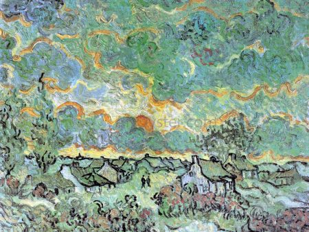 Cottages and Cypresses: Reminiscence of the North by Vincent Van Gogh - Hand-Painted Oil Painting on Canvas Fashion