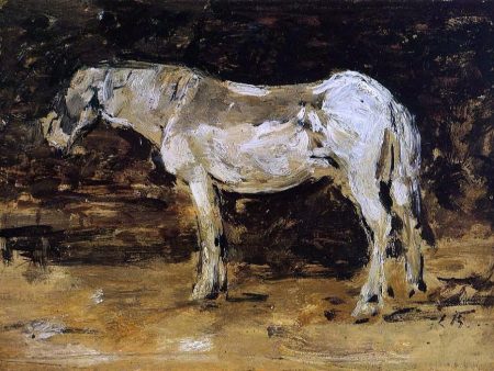 White Horse by Eugene-Louis Boudin - Hand-Painted Oil Painting on Canvas Hot on Sale