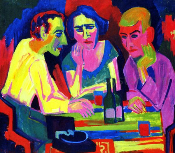 Three Figures at the Table by Hermann Scherer - Hand-Painted Oil Painting on Canvas Online