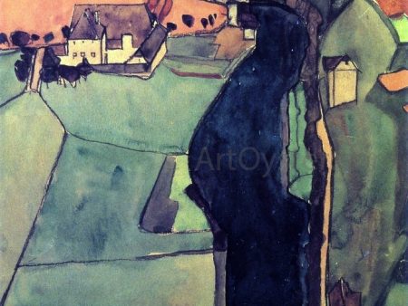 Town on the Blue River by Egon Schiele - Hand-Painted Oil Painting on Canvas on Sale